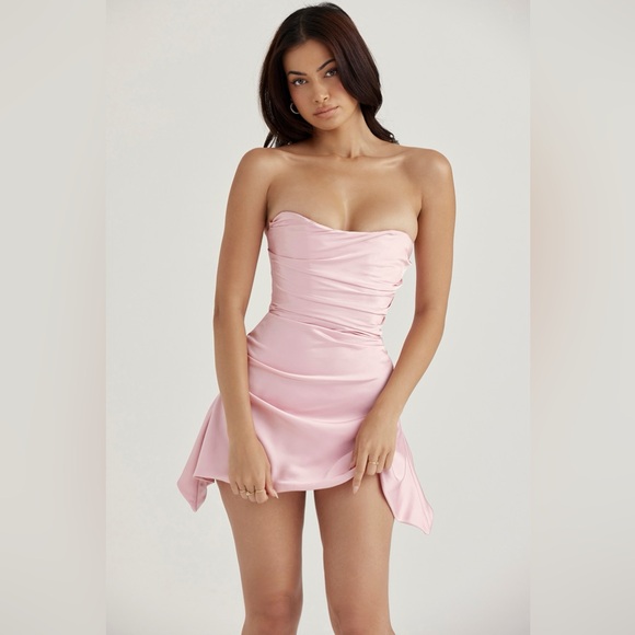 {{SOLD}} House of CB “Jasmine” Pink Strapless Corset Mini Dress- Size Medium - Picture 6 of 11